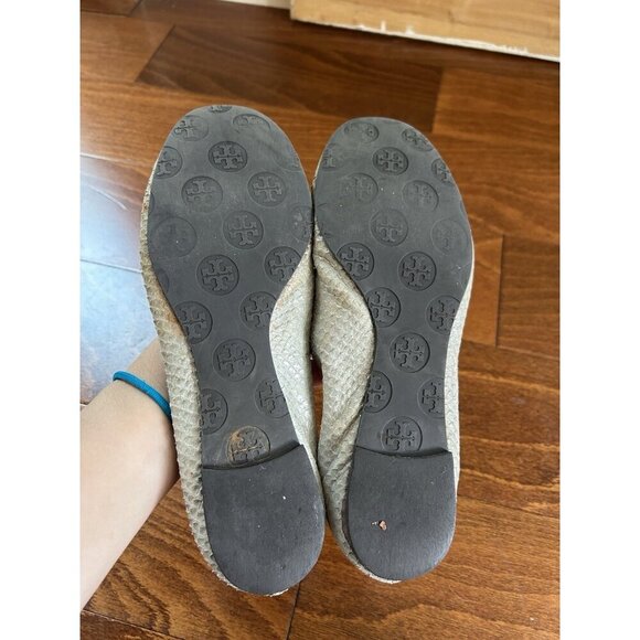 TORY BURCH Silver Snakeskin Leather Ballet Flats Size 8 leather - Picture 6 of 10